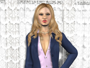 Картинка 3д+графика люди+ people девушка взгляд фон блондинка