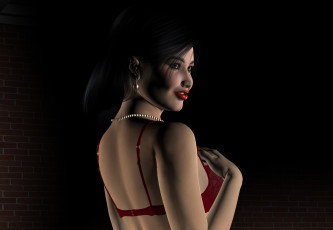 Картинка 3д+графика люди+ people грудь фон взгляд девушка улыбка
