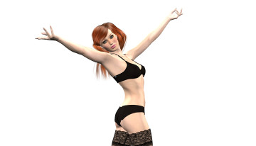 Картинка 3д+графика люди+ people взгляд девушка рыжая фон