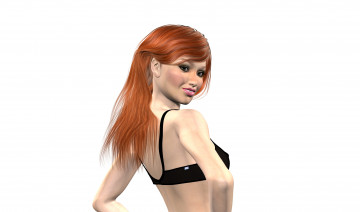 Картинка 3д+графика люди+ people взгляд девушка рыжая фон