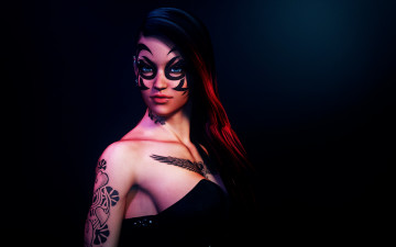 Картинка 3д+графика люди+ people взгляд девушка тату фон