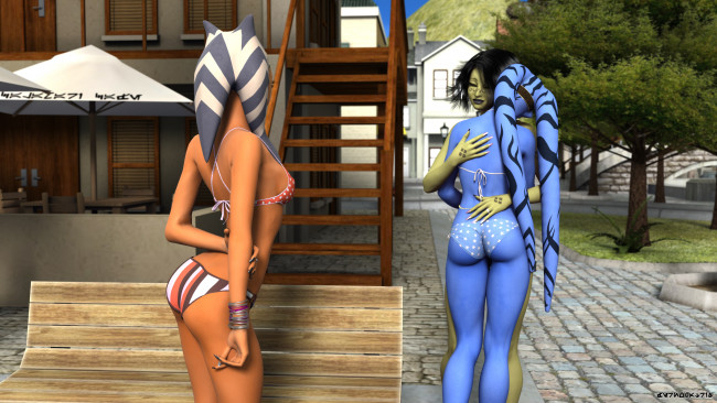 Обои картинки фото 3д графика, существа , creatures, фон, взгляд, девушки, халки