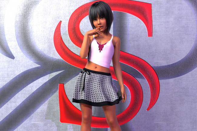 Обои картинки фото 3д графика, люди , people, девочка, фон, взгляд