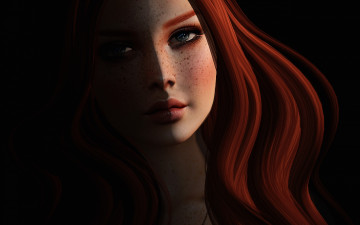 Картинка 3д+графика портрет+ portraits лицо взгляд волосы фон девушка