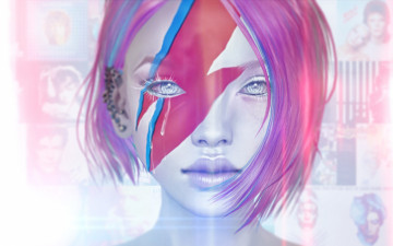 Картинка 3д+графика портрет+ portraits ziggy фон лицо волосы слезы девушка взгляд