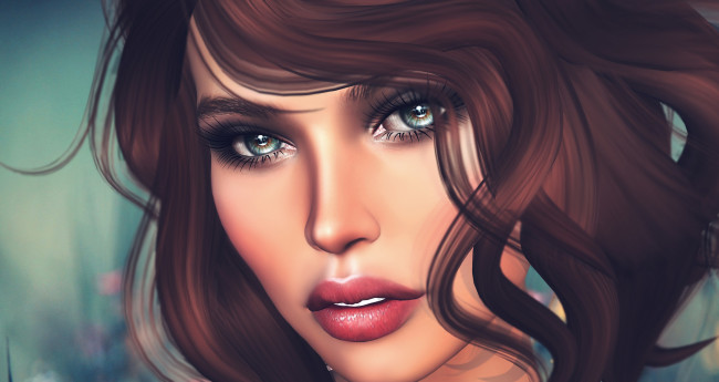 Обои картинки фото 3д графика, портрет , portraits, фон, красотка, лицо, девушка