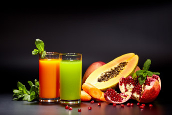 Картинка еда напитки +сок мята морковь яблоко гранат сок