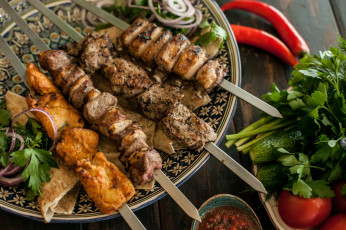 Картинка еда шашлык +барбекю вкусно зелень