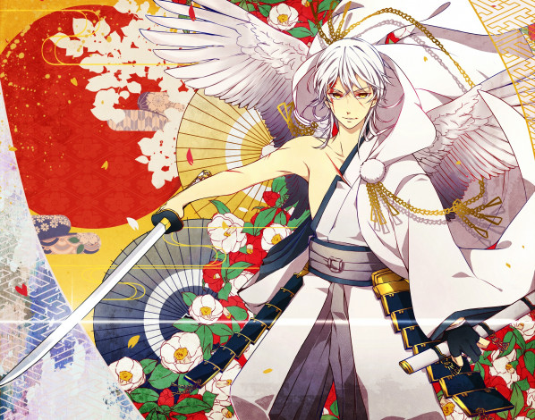 Обои картинки фото аниме, touken ranbu, танец, мечей