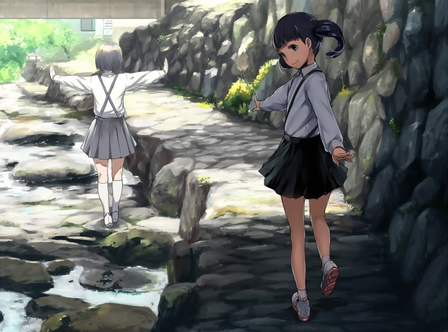 Обои картинки фото аниме, unknown,  другое, фон, взгляд, девушка