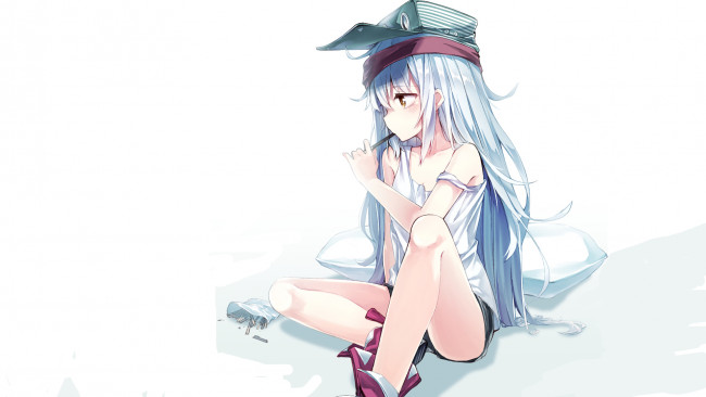 Обои картинки фото аниме, kantai collection, фон, взгляд, девушка