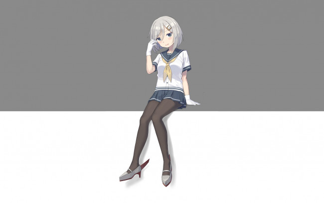 Обои картинки фото аниме, kantai collection, девушка, фон, взгляд