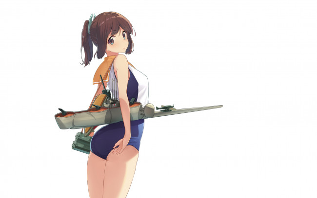 Обои картинки фото аниме, kantai collection, фон, взгляд, девушка