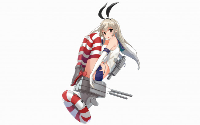 Обои картинки фото аниме, kantai collection, фон, взгляд, девушка