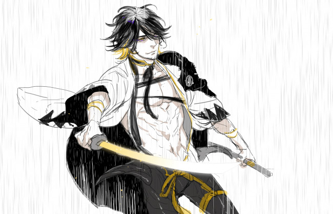 Обои картинки фото аниме, touken ranbu, танец, мечей