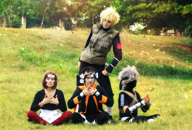 Обои картинки фото разное, cosplay , косплей, какаши, обито, рин, минато, намикадзе