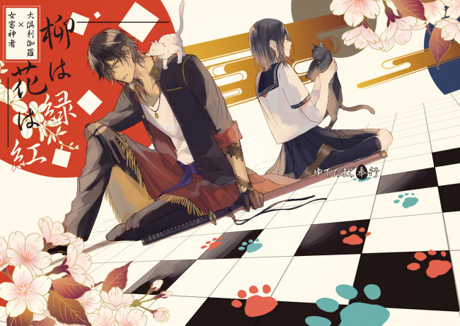 Обои картинки фото аниме, touken ranbu, танец, мечей