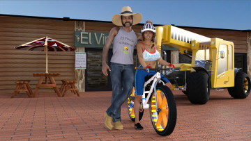 Картинка 3д+графика люди-авто мото+ people-+car+ +moto фон взгляд девушка