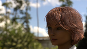 Картинка 3д+графика портрет+ portraits фон взгляд девушка