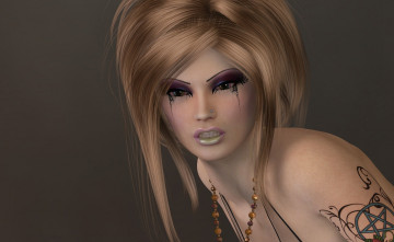 Картинка 3д+графика портрет+ portraits макияж девушка взгляд