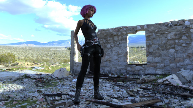 Обои картинки фото 3д графика, фантазия , fantasy, девушка, фон, взгляд