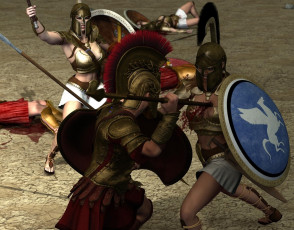 Картинка 3д+графика амазонки+ amazon взгляд девушка амазонка фон щит битва копье