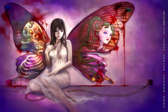 Картинка календари фэнтези крылья девушка цепь кровь узор рисунок calendar 2019