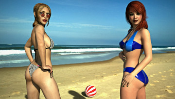 обоя 3д графика, люди , people, фон, девушки, взгляд