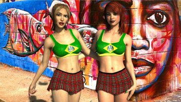 Картинка 3д+графика люди+ people фон взгляд девушки