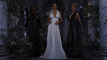 Картинка 3д+графика люди+ people фон взгляд девушка платье