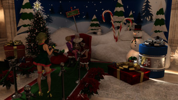 обоя 3д графика, праздники , holidays, фон, взгляд, девушки