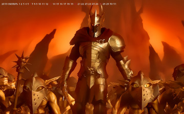 обоя календари, фэнтези, 2019, calendar, воин, существо, доспехи, броня