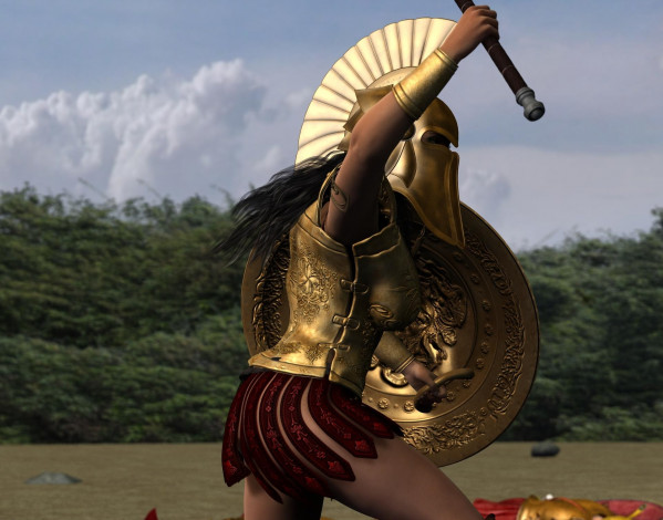 Обои картинки фото 3д графика, амазонки , amazon, амазонка, девушка, взгляд, фон