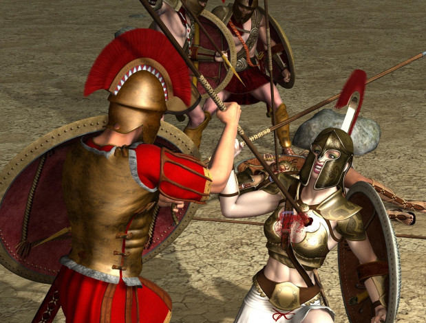 Обои картинки фото 3д графика, амазонки , amazon, амазонка, фон, девушка, взгляд, копье, щит