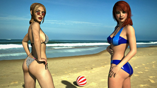 Обои картинки фото 3д графика, люди , people, фон, девушки, взгляд