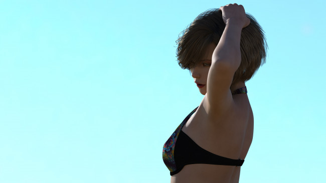 Обои картинки фото 3д графика, люди , people, фон, взгляд, девушка