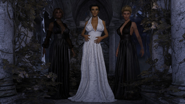 Обои картинки фото 3д графика, люди , people, фон, взгляд, девушка, платье