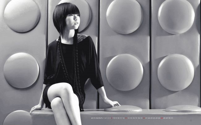 Обои картинки фото календари, компьютерный дизайн, 2019, девушка, модель, женщина, calendar, азиатка