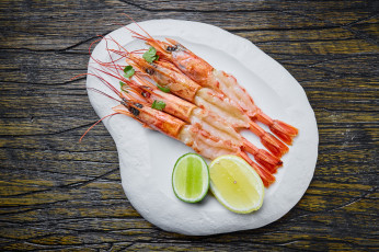 Картинка еда рыбные+блюда +с+морепродуктами креветки лимон лайм