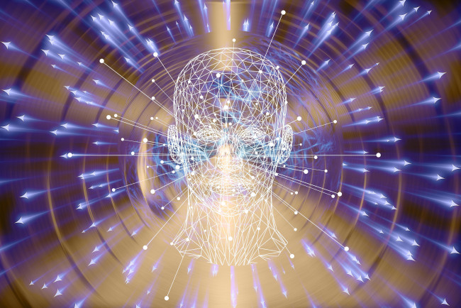 Обои картинки фото 3д графика, другое , other, человек, голова, искры