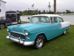 Картинка 1955 chevrolet belair sedan classic автомобили выставки уличные фото