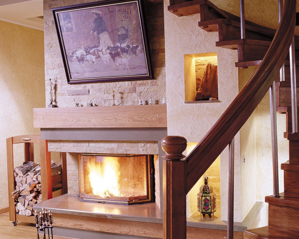 Обои картинки фото интерьер, камины