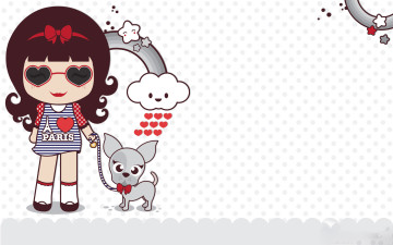 Картинка векторная графика девочка собачка