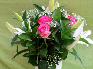 Картинка цветы букеты композиции букет лилии розы