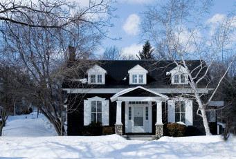 Картинка города здания дома деревья снег дом