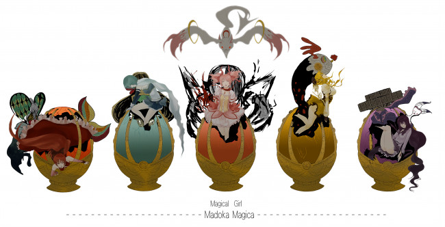 Обои картинки фото аниме, mahou, shoujo, madoka, magika, sakura, kyouko, kaname, akemi, homura, tomoe, mami, miki, sayaka, magica