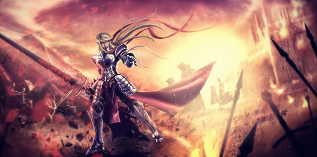 Обои картинки фото фэнтези, девушки, меч