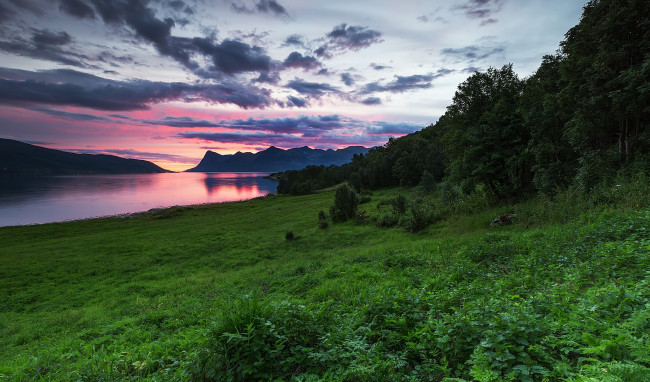 Обои картинки фото природа, реки, озера, лес, горы, река, трава