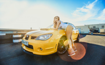 обоя автомобили, -авто с девушками, subaru, impreza