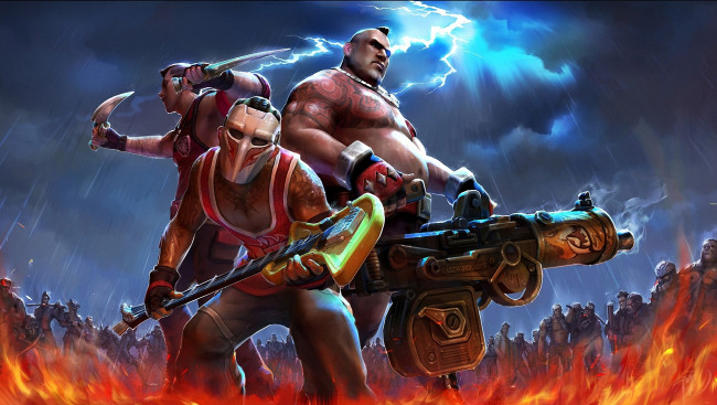 Обои картинки фото фэнтези, люди, иной, мир, схватка, парни, стимпанк, оружие